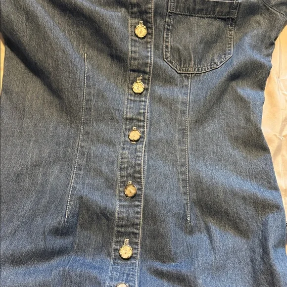 Vintage Tickets Denim Button-Front Midi Dress | Made in USA | Size 3/4 - Picture 7 of 12